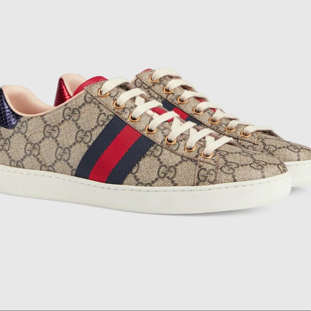Gucci Beige and Red Sneakers